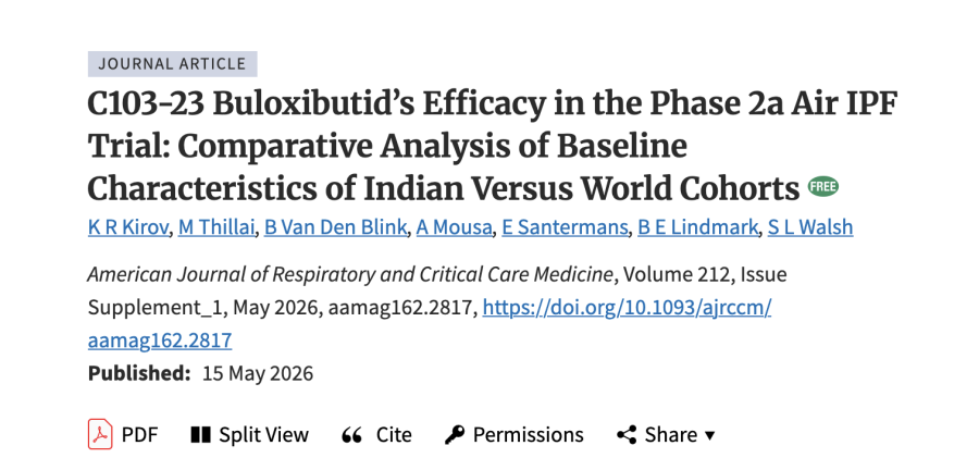 Buloxibutid&rsquo;s Efficacy in the Phase 2a Air IPF Trial: Comparative Analysis of Baseline Characteristics of Indian Versus World Cohorts