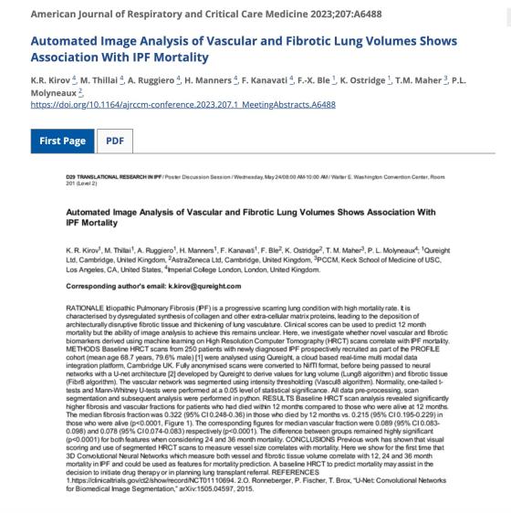 Automated vascular and fibrotic segmentations associated with IPF mortality ATS abstract